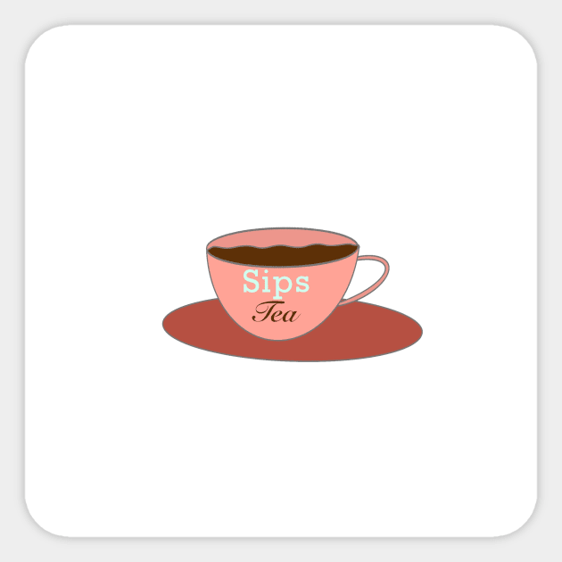 Sips Tea Sticker. Sticker by LandADesigns